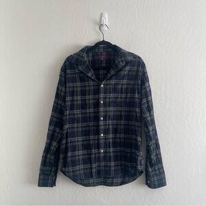 Untuckit Radley Button Up Flannel Shirt Dark Tartan Plaid Slim Fit Men Large